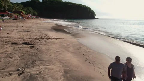 Aerial Drone Flight Along Virgin Beach Coastline in Bali Stock Footage 337784068