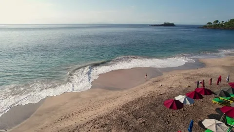Aerial Drone Flight Along Virgin Beach Coastline in Bali 스톡 동영상 337786307