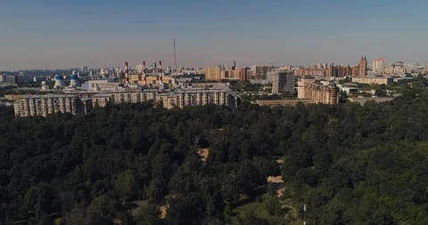 Aerial drone flight between new modern residential living quarter apartment Stock Footage 104499143