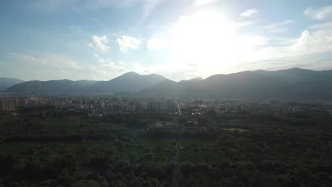 Aerial Drone Flight forward Dolly above Green Favorita Park in Palermo, Sicily Stock Footage 181070860
