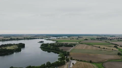 Aerial Drone Flight Forward Over Lednica Lake and Countryside Video stock 324974418