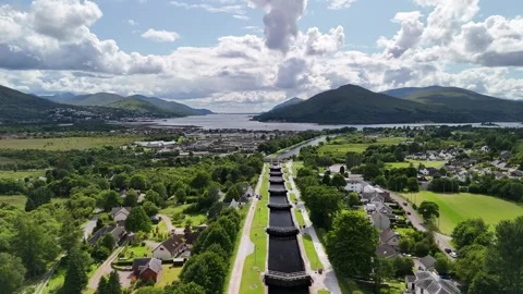 Aerial Drone Flight Forward Over Neptune's Staircase Locks Stock Footage 331348906