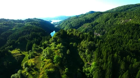 Aerial drone flight-Kossdalssvingene view Norway-4K-Osteroy Stock Footage 200920538