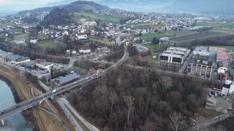 Aerial drone flight moving sideways toward Liechtenstein, 스톡 동영상 329557780