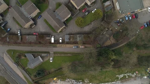 Aerial drone flight over blocks of flats Sheffield Stock Footage 105692361