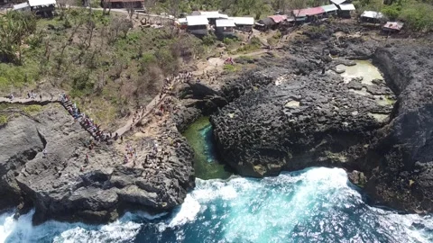 Aerial Drone Flight Over Broken Beach, Nusa Penida Stock Footage 248229213