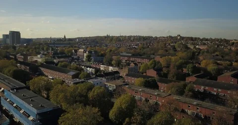 Aerial drone flight over buildings in the North of London, near Finsbury Park. Stock Footage