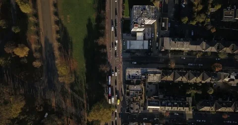 Aerial Drone flight over busses and traffic in London England. Stock Footage 82370475