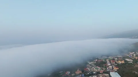 Aerial Drone Flight Over Clouds at Sunset – Sun on Horizon – 4K Relaxing Stock Footage 314600733