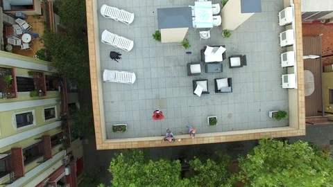 Aerial drone flight over eastern europe city with rooftops and birds eye 스톡 동영상 95232569