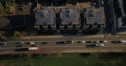 Aerial drone flight over "green roofs" in North London England. Stock Footage 82370874