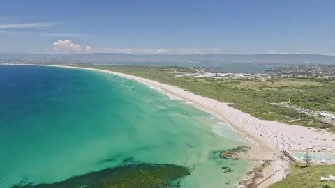Aerial drone flight over Hill 60 and Red Point in Port Kembla, New South Wales Stock Footage 263282833