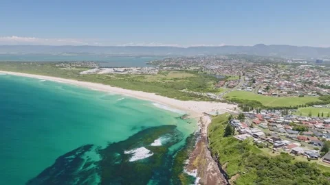 Aerial drone flight over Hill 60 and Red Point in Port Kembla, New South Wales Stock Footage 263282949