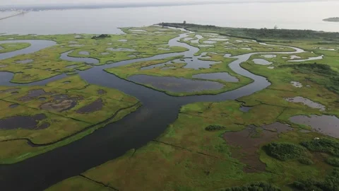 Aerial Drone Flight Over Long Island Summer Estuary Stock Footage 163304382