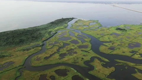 Aerial Drone Flight Over Long Island Beach Estuaries Stock Footage 163304386