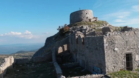 Aerial Drone flight over the medioeval castle Stock Footage 112094531