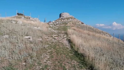 Aerial Drone flight over the medioeval castle Stock Footage 112095418