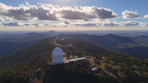 Aerial Drone Flight Over Mountain Observatory at Sunset 库存影片 314408887