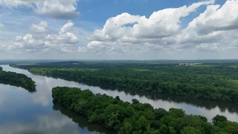 Aerial Drone Flight Over Potomac River at Algonkian Regional Park Stock Footage 342134143