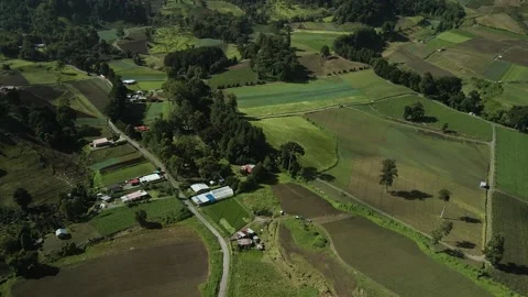 Aerial. Drone flight over rolling farmland hills , HD. Stock Footage 138548073