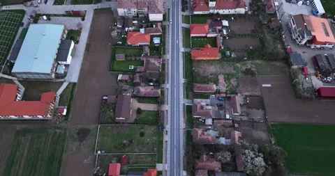 Aerial drone flight over a small farming community in rural Romania Video stock 201490428