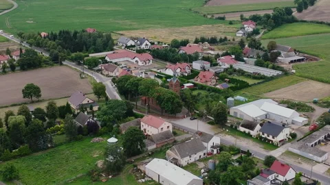 Aerial Drone Flight Over Small Polish Village with Cars on Road Video stock 324975511