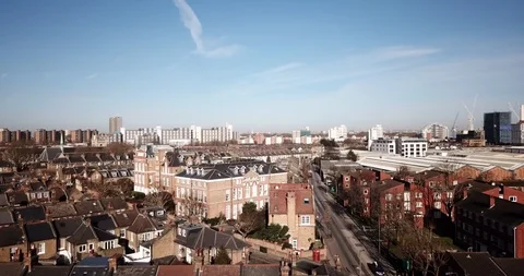 Aerial Drone flight over south london on a sunny day. Stock Footage 85981737