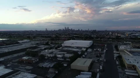 Aerial Drone Flight Over South Philadelphia Towards the City Stock Footage 138848341