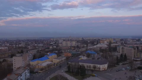 Aerial drone flight over suburban area at small town Stock Footage 113689927