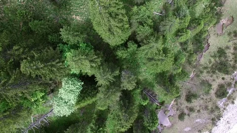 Aerial drone flight over turquoise blue mountain river in canyon between green 스톡 동영상 80593712