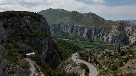 Aerial drone flight over Ustina River canyon in Croatia Stock Footage 345118840