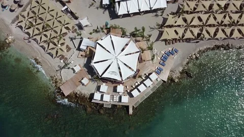 Aerial Drone Flight Over VLORA Beach\ Albania Stock Footage 249998582