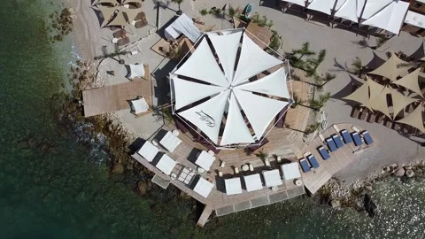 Aerial Drone Flight Over VLORA Beach\ Albania Stock Footage 249998686