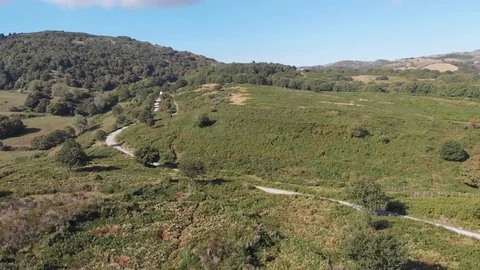 Aerial drone flight over the volcanic area in Tuscany, Italy Stock Footage 112331909