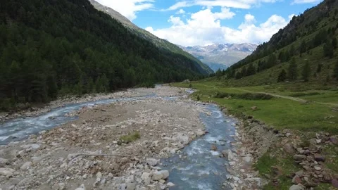 Aerial Drone Flight Over Windactal Valley and River, Tyrol Austria 動画素材 337735888
