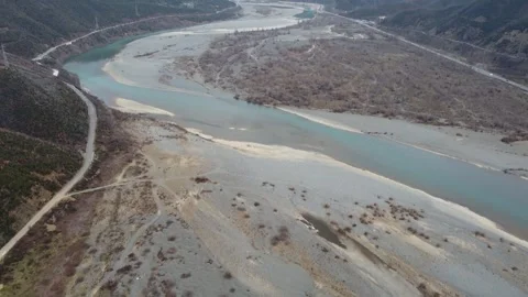 Aerial Drone Flight Road Milot \ Albania Stock Footage 250233003