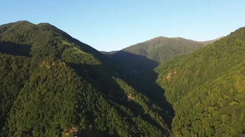Aerial Drone Flight Into Shadowed Mountain Ravine, Adjara, Georgia 4K 스톡 동영상 337354930
