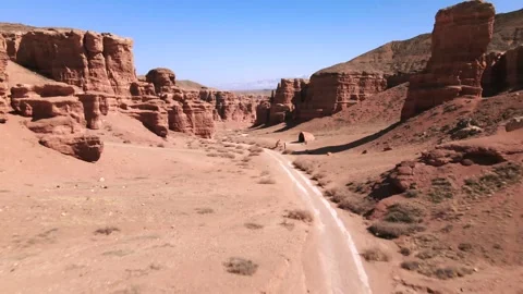 Aerial Drone Flight Through Charyn Canyon, Kazakhstan – Epic 4K Nature Landscape Stock Footage 311842829
