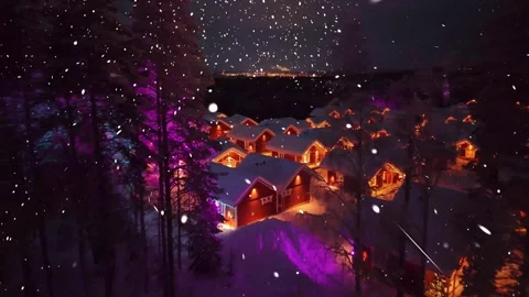 Aerial Drone Flight Through Snowy Forest at Christmas with Falling Snow Video stock 325337745