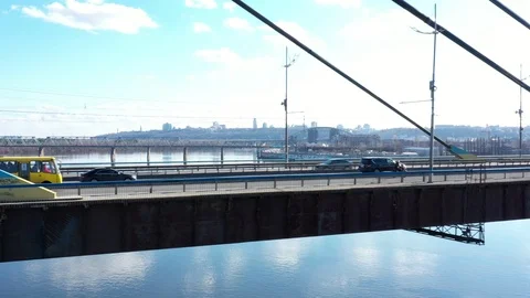 Aerial Drone Flight top down View of freeway busy city rush hour traffic jam hig Stock Footage 104882565