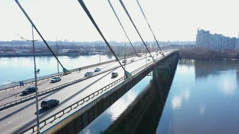 Aerial Drone Flight top down View of freeway busy city rush hour traffic jam hig Stock Footage 104882678