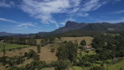 Aerial Drone Flight Toward Pedra do Papagaio Rock Formation in Aiuruoca Brazil Stock Footage 338040141