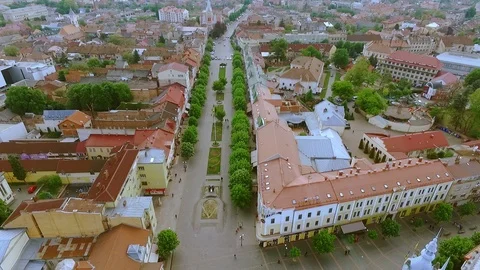 Aerial drone flight view over the town. Townscape, red roofs, coziness. Tourism 스톡 동영상 105272684