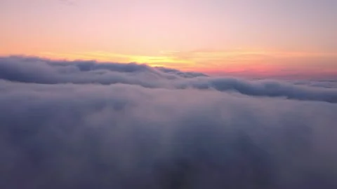Aerial Drone Floating Above Clouds, Acadia National Park 動画素材 267795932