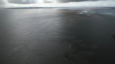 Aerial Drone Fly Above Confluence Between Tapajós and Amazon River, Stock Footage 244371336