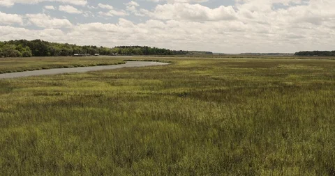 Aerial drone fly over bend in river Stock Footage 107743044