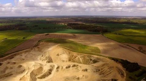 Aerial Drone fly Over open pit sand quarries in germany Stock Footage 62933474