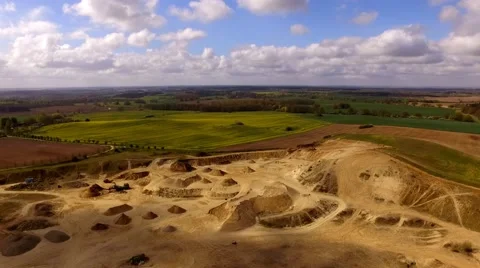 Aerial Drone fly Over open pit sand quarries Stock Footage 62933514