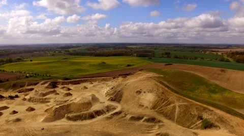 Aerial Drone fly Over open pit sand quarries Stock Footage 62934124