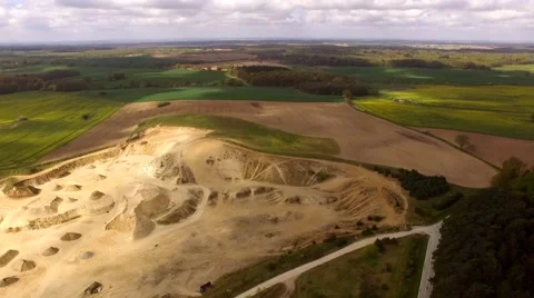 Aerial Drone fly Over open pit sand quarries in germany Stock Footage 62934406